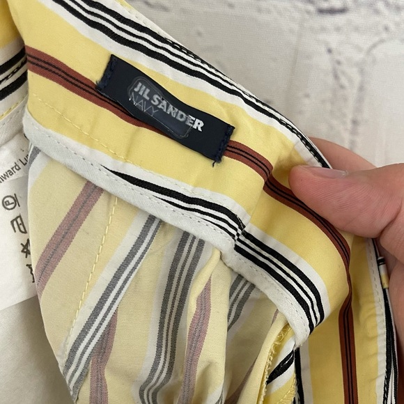 Jil Sander Yellow Striped Wide Leg Pleated Pants - Picture 5 of 10